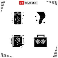 4 Icons Solid Style Grid Based Creative Glyph Symbols for Website Design Simple Solid Icon Signs Isolated on White Background 4 Icon Set vector