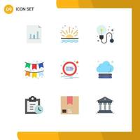 Universal Icon Symbols Group of 9 Modern Flat Colors of notification charge idea battery flag Editable Vector Design Elements