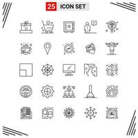 25 Icons Line Style Grid Based Creative Outline Symbols for Website Design Simple Line Icon Signs Isolated on White Background 25 Icon Set vector