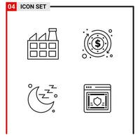 4 General Icons for website design print and mobile apps 4 Outline Symbols Signs Isolated on White Background 4 Icon Pack vector