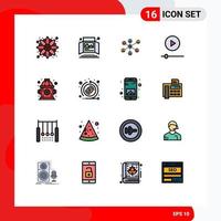 16 User Interface Flat Color Filled Line Pack of modern Signs and Symbols of fire player tabletop display gadgets group Editable Creative Vector Design Elements