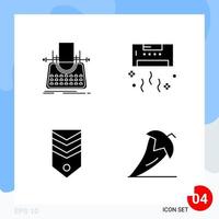 Modern Pack of 4 Icons Solid Glyph Symbols isolated on White Backgound for Website designing vector