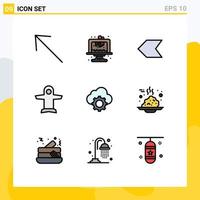 Pack of 9 Modern Filledline Flat Colors Signs and Symbols for Web Print Media such as cloud cloud pointer cloud transport Editable Vector Design Elements