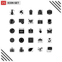 Pictogram Set of 25 Simple Solid Glyphs of tool design bucket think learning Editable Vector Design Elements