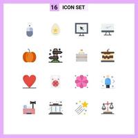 Stock Vector Icon Pack of 16 Line Signs and Symbols for food imac entertainment device computer Editable Pack of Creative Vector Design Elements