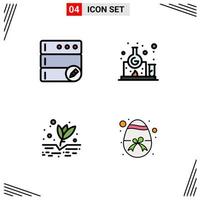 Stock Vector Icon Pack of 4 Line Signs and Symbols for database farming chemistry study easter Editable Vector Design Elements