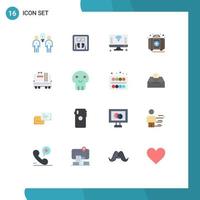 Group of 16 Flat Colors Signs and Symbols for kit emergency machine aid things Editable Pack of Creative Vector Design Elements