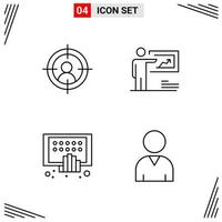 4 Icons Line Style Grid Based Creative Outline Symbols for Website Design Simple Line Icon Signs Isolated on White Background 4 Icon Set vector