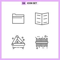 4 Icons in Line Style Outline Symbols on White Background Creative Vector Signs for Web mobile and Print