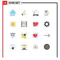 Flat Color Pack of 16 Universal Symbols of pad ticket power pass point Editable Pack of Creative Vector Design Elements