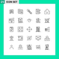 25 Universal Line Signs Symbols of work share tablet file camping Editable Vector Design Elements