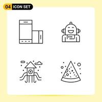 4 Creative Icons for Modern website design and responsive mobile apps 4 Outline Symbols Signs on White Background 4 Icon Pack vector