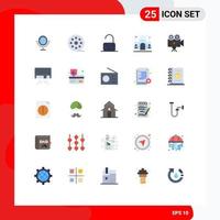 Set of 25 Modern UI Icons Symbols Signs for video film camera parental camera taj mahal Editable Vector Design Elements