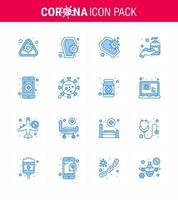 CORONAVIRUS 16 Blue Icon set on the theme of Corona epidemic contains icons such as virus online infection medical hand sanitizer viral coronavirus 2019nov disease Vector Design Elements