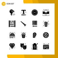 16 Icon Set Solid Style Icon Pack Glyph Symbols isolated on White Backgound for Responsive Website Designing vector