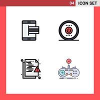 Set of 4 Modern UI Icons Symbols Signs for commerce file online electricity network Editable Vector Design Elements