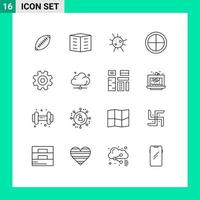 conjunto de 16 iconos modernos de la interfaz de usuario signos de símbolos para la decoración del hogar construyendo virus bacterias elementos de diseño vectorial editables vector