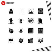 Group of 16 Solid Glyphs Signs and Symbols for nature price road layout vehicle Editable Vector Design Elements