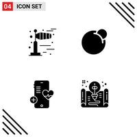 Universal Icon Symbols Group of 4 Modern Solid Glyphs of windy beat red coin crypto currency creative Editable Vector Design Elements