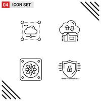 Universal Icon Symbols Group of 4 Modern Filledline Flat Colors of cloud arrow secure cloud fan Editable Vector Design Elements