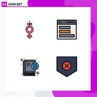 4 Universal Filledline Flat Colors Set for Web and Mobile Applications gender internet communication user protect Editable Vector Design Elements