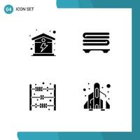 Set of 4 Commercial Solid Glyphs pack for electric count energy wellness fun Editable Vector Design Elements