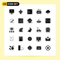 25 User Interface Solid Glyph Pack of modern Signs and Symbols of data sign chinese rent estate Editable Vector Design Elements