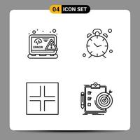 4 Black Icon Pack Outline Symbols Signs for Responsive designs on white background 4 Icons Set vector