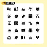 Modern Set of 25 Solid Glyphs Pictograph of romance lifestyle information balloons firefighter Editable Vector Design Elements