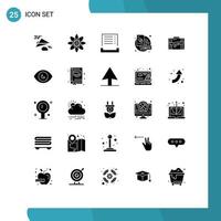 25 User Interface Solid Glyph Pack of modern Signs and Symbols of business travel cash creative key Editable Vector Design Elements