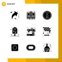 9 Icon Set Solid Style Icon Pack Glyph Symbols isolated on White Backgound for Responsive Website Designing vector