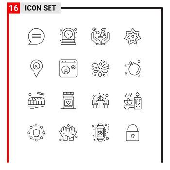 16 User Interface Outline Pack of modern Signs and Symbols of location add invest ramadan kareem Editable Vector Design Elements