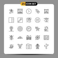 25 iconos creativos signos y símbolos modernos de identificación de cuadrícula etiqueta de identificación de usuario derecho elementos de diseño vectorial editables vector