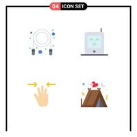 Pack of 4 creative Flat Icons of jump three fingers baby gestures holidays Editable Vector Design Elements