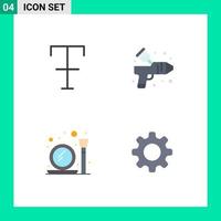 Set of 4 Vector Flat Icons on Grid for font mirror airbrush arts cog Editable Vector Design Elements