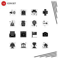 16 Thematic Vector Solid Glyphs and Editable Symbols of month photo lifestyle video action Editable Vector Design Elements