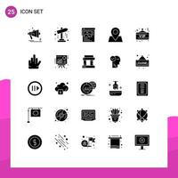Modern Set of 25 Solid Glyphs and symbols such as board location startup pointer brosher Editable Vector Design Elements