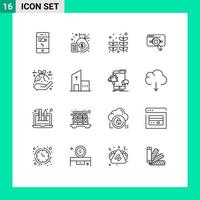 16 Creative Icons Modern Signs and Symbols of search data beach analytics research Editable Vector Design Elements