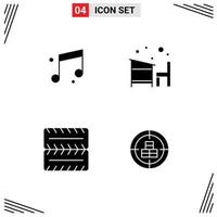 Group of Modern Solid Glyphs Set for audio vehicles chair learn crosshair Editable Vector Design Elements