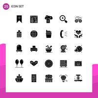 Group of 25 Modern Solid Glyphs Set for game controller digital storage video research Editable Vector Design Elements