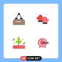 4 User Interface Flat Icon Pack of modern Signs and Symbols of drink leaf close cooking rain Editable Vector Design Elements