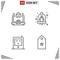 4 Icons Line Style Grid Based Creative Outline Symbols for Website Design Simple Line Icon Signs Isolated on White Background 4 Icon Set vector