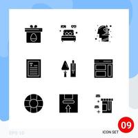 Solid Glyph Pack of 9 Universal Symbols of brickwork reader home decorate hands growth Editable Vector Design Elements