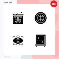 Universal Icon Symbols Group of 4 Modern Solid Glyphs of information creative globe user business Editable Vector Design Elements