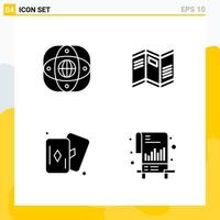 Collection of 4 Universal Solid Icons Icon Set for Web and Mobile vector