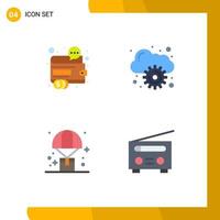 Pack of 4 Modern Flat Icons Signs and Symbols for Web Print Media such as business delivery money computing parachute Editable Vector Design Elements