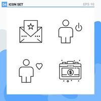 iconos de estilo moderno de 4 líneas delinean símbolos para uso general signo de icono de línea creativa aislado en fondo blanco paquete de 4 iconos vector