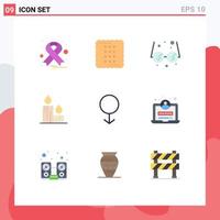 9 User Interface Flat Color Pack of modern Signs and Symbols of man gender school nature fire Editable Vector Design Elements