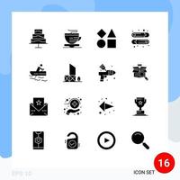 16 Solid Glyph concept for Websites Mobile and Apps baywatch training shapes rowing pin Editable Vector Design Elements