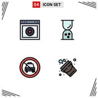 4 Universal Filledline Flat Color Signs Symbols of stop car web finance no Editable Vector Design Elements